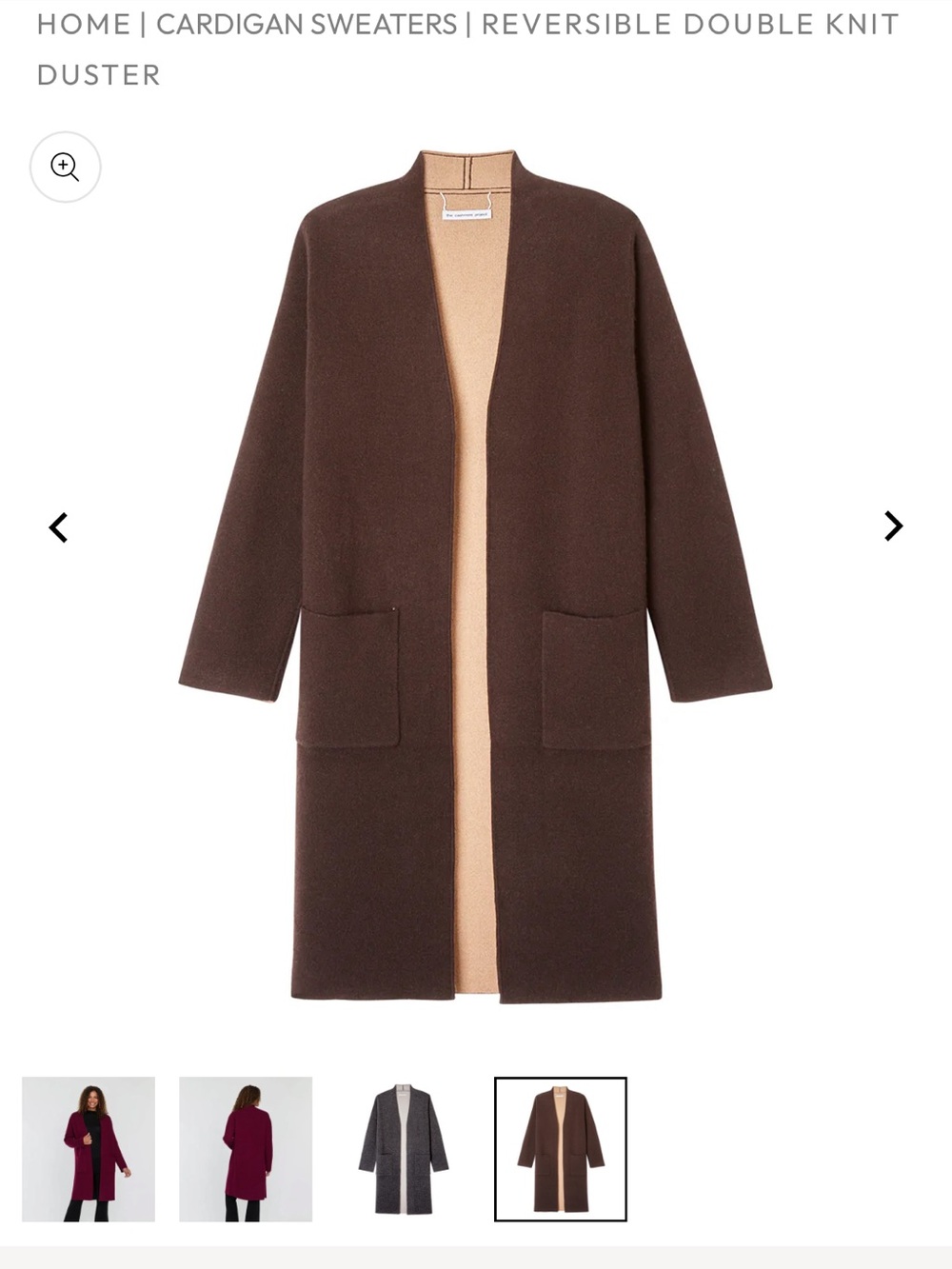 The cashmere project Reversible Long Open Front Coatigan - Brown/Beige